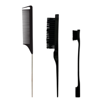 Ensemble de 3 brosses et peignes en gros peigne à queue de rat brosse de contrôle des bords double face pour fille femme