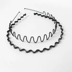 Genya tiara de cabelo masculina, tiara preta zigzag de cor ondulada, para uso diário, primavera, yoga, esportivo, antiderrapante