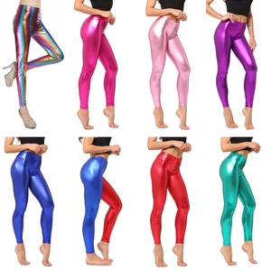 2025 Sexy Leggings in similpelle sintetica <span class=keywords><strong>pantaloni</strong></span> da donna viola metallizzato oro lucido stile Sexy brillante Leggings Punk Rock - Product Image 6