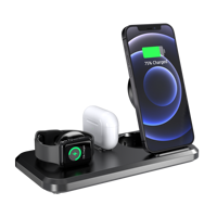 15W 3-en-1 portátil plegable cargador inalámbrico soporte de teléfono con micrófono para celular Iphone Iwatch para Airpods