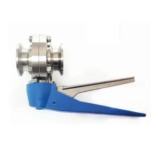 Multi Position Plastic Trigger Handle Sanitary SS304 Manual Tri Clamp Butterfly Valve
