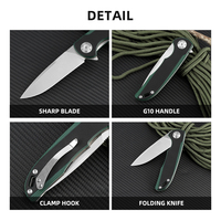 Couteau pliant à lame pointue dentelée en acier inoxydable 5Cr15 de qualité industrielle avec logo personnalisé OEM, manche G10, 21 cm, couteau de chasse