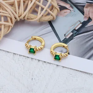 Jxx women brass huggie hoop earing gold plated jewelry 24k colorful square engagement hoop earing
