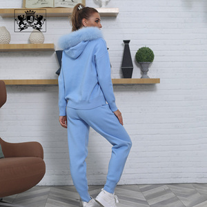 Maglione e <span class=keywords><strong>pantaloni</strong></span> in <span class=keywords><strong>lana</strong></span> con collo di volpe e <span class=keywords><strong>pantaloni</strong></span> caldi Pullover in pelliccia da <span class=keywords><strong>donna</strong></span> - Product Image 3