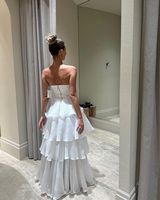 Robe de soirée élégante pour femme, style décontracté, en mousseline de polyester blanche, sans manches, longueur ras du sol, pour l'été