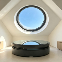 Fenêtre de toit motorisée automatique ronde en aluminium avec pare-soleil intégré, moustiquaire anti-moustiques, étanche, pour villa, sous-sol, cage d'escalier