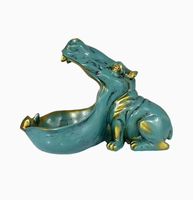 SE7ART Home Fun Grande Statue Crocodile Hippopotame à Bouche Géante, Plateau à Bonbons et Bol à Clés, en Résine Peinte à la Main, Thème Animalier, Décoration de Salon Tendance