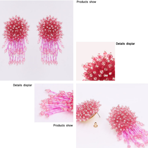 En gros boucles d'oreilles en Cristal pur fait à la main perle de riz frange boucles d'oreilles - Product Image 6