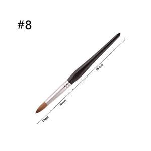 Pinceau à ongles rond en acrylique avec manche en bois, poils Kolinsky, marque privée OEM, pour la conception d'art des ongles, différentes tailles, pinceau de salon pour la peinture acrylique - Product Image 4
