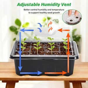 Adjustable Vented Seedling Starter Tray Kit with Clear Humidity Dome 12 Cell Mini <strong>Propagator</strong> for Seed Starting Nursery Trays - Product Image 6