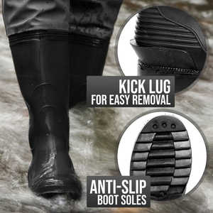 Waders de pêche à la mouche en nylon PVC OEM, waders de poitrine de haute qualité pour hommes, waders de chasse imperméables avec bottes pour la pêche en plein air - Product Image 5