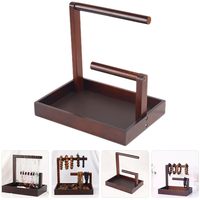 Organisateur de bureau en bois finition antique, plateau de rangement multi-niveaux pour comptoir, support d'accessoires en bois pour petits objets personnels
