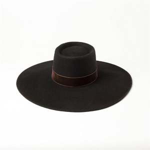 X1271 Chapeau britannique unisexe pour adulte en feutre de laine, décoré de velours, à calotte cintrée, à larges bords, style défilé, pour l'extérieur, toutes saisons - Product Image 3