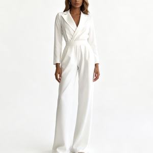 <span class=keywords><strong>Mono</strong></span> de satén personalizado OEM para mujer, con solapa, manga larga, pierna ancha, informal, <span class=keywords><strong>largo</strong></span> completo, con cinturón, ajuste regular, transpirable, cuello en V, para todas las estaciones - Product Image 1