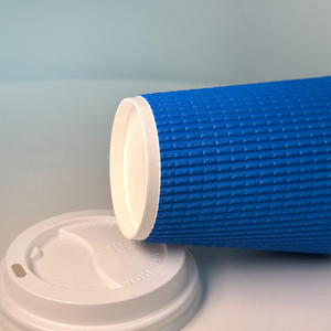 Vasos de Papel Desechables para Café, <span class=keywords><strong>Precio</strong></span> Económico de Fábrica, 12 y 16 Onzas, Vasos de Papel Corrugado <span class=keywords><strong>Azul</strong></span> con Tapa - Product Image 2