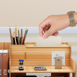 Organizador de almacenamiento de escritorio ajustable de madera DIY estante de exhibición estante, suministros de oficina de madera Accesorios de escritorio - Product Image 3