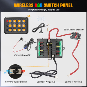12V 24V Off Road Led Light <span class=keywords><strong>Controller</strong></span> 12 Bende Schakelpaneel Draadloze Rgb Met Overbelasting Bescherming Relais - Product Image 6