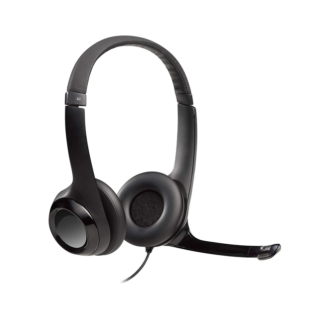 Original Logitech H390 USB Headset Wired On-Ear Stereo Headphones with Noise Cancelling Mic