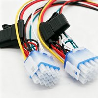 Ensemble de faisceaux de câbles personnalisés avec connecteur mâle bleu-blanc et porte-fusible pour le câblage des appareils ménagers et des équipements industriels
