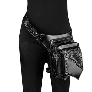 Unisex Steampunk Waist <b>Bag</b> PU Material Tactical Leg <b>Bag</b> Zipper Outdoor <b>Patchwork</b> Biker Riding Tool Zipper Leg <b>Bag</b> Logo for Men - Product Image 2