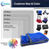 Serviette de séchage double face en microfibre de luxe noire pour voiture, 1400gsm, 1500, 1600, 1800, vente en gros