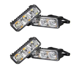 Auto Lighting System super bright DRL 3smd white and yellow 12v 24v waterpoof led Car Fog Light Driving Lamp Universal Car