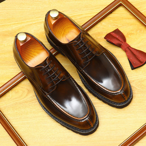 New autumn style business casual leather shoes hand-carved breathable fashionable <b>pointed</b> <b>toe</b> men's shoes - Product Image 1