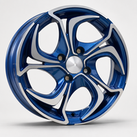 Rueda de Aleación de Turbina de 5 Radios con Acabado Mecanizado Azul Brillante, Tamaños Personalizados de 18, 19, 20, 21 y 22 Pulgadas, Ajuste Personalizado para Autos y SUVs