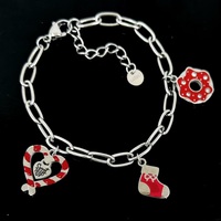 Delicaat en schattig fruitvormig oogjes chocolade donut hart zirkoon klassieke roestvrijstalen armband