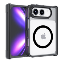 Étui de téléphone à aspiration magnétique avec charnière à bords doux en acrylique pour iPhone Duo