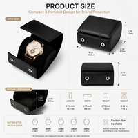 Étui de voyage de luxe pour montre avec logo personnalisé, boîte de rangement portable pour une seule montre, organisateur de montres en cuir PU, emballage cadeau