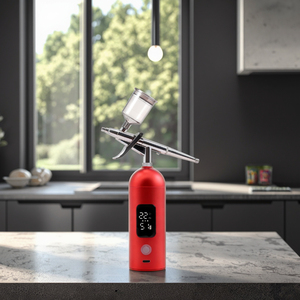 Aérographe en cuivre <span class=keywords><strong>pour</strong></span> la décoration de gâteaux avec écran LED et pression réglable à 3 vitesses <span class=keywords><strong>pour</strong></span> la conception <span class=keywords><strong>alimentaire</strong></span> et le nail art - Product Image 1