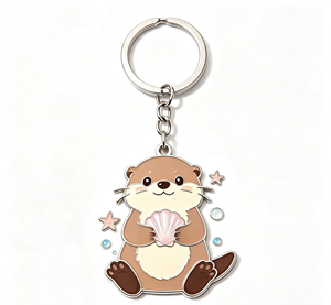 Cute Otter Metal Key Chain Enamel <b>Keyring</b> Shell Pendant Bag <b>Charm</b> Gift - Product Image 2