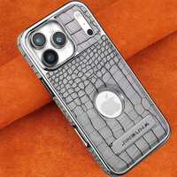 Étui de téléphone magnétique en cuir électroplaqué professionnel avec support invisible pour iPhone 14 15 17 Pro Max, coque antichoc en TPU+PC