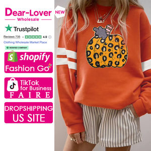 <span class=keywords><strong>Felpa</strong></span> <span class=keywords><strong>oversize</strong></span> grafica Varsity di zucca <span class=keywords><strong>arancione</strong></span> leopardo donna all'ingrosso - Product Image 1