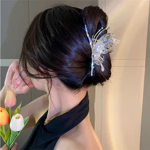 RARA 2022 Hot Sale INS Hair Accessories Women Graceful Butterfly Hair Claws Fashion Metal Hair Clips With Diamond For Girls