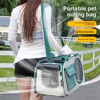 Sac de transport pour animaux de compagnie, style sac à dos, fermeture éclair, portable, respirant, en polyester-coton, coussin amovible, pliable, pour chien et chat