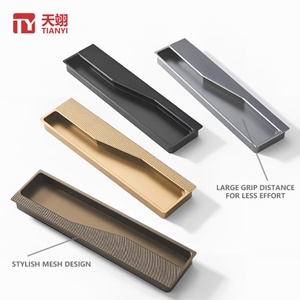 Aluminum Alloy Modern Durable Concealed <b>Handle</b> Furniture Hardware for Bathroom Bedroom Dressers Long Wardrobe Drawer Pulls - Product Image 3