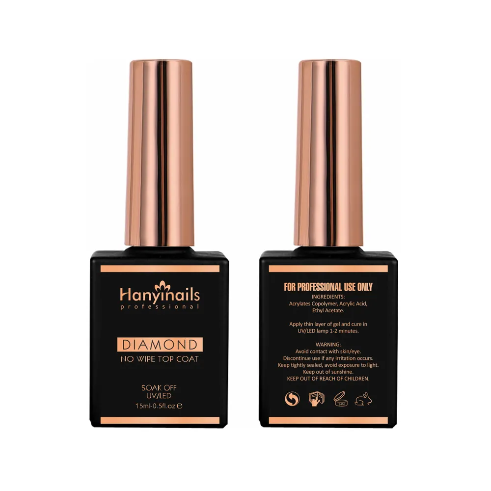 Hanyinnails high shine base inodore e top coat dip liquidi UV LED gel no wipe diamante temperato top coat 1 kg