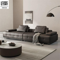 Canapé-lit convertible en cuir véritable de luxe, design italien moderne, avec dossier réglable et rembourrage en éponge, pour ensemble de salon