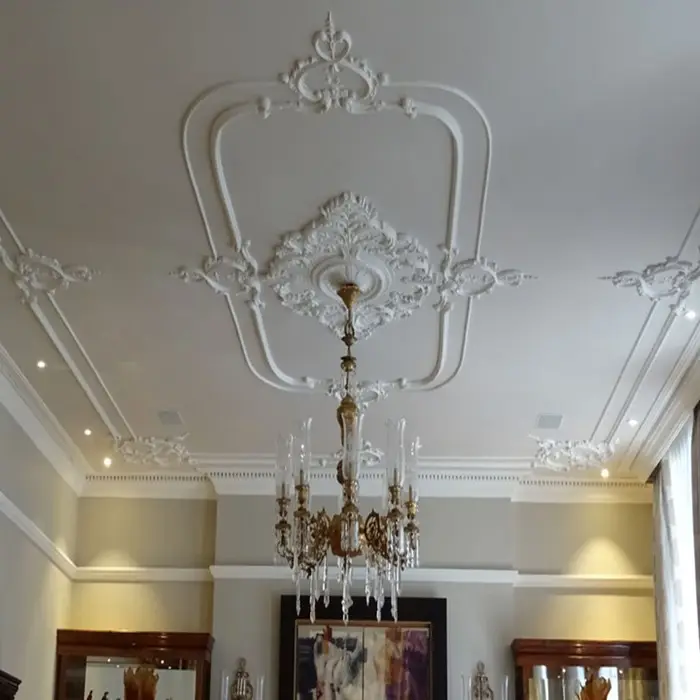 Decorative Gypsum Fiberglass Carving Ceiling Roses For Ceiling Decor