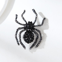 Broche araignée en diamant noir rétro, vente chaude d'usine, bijoux personnalisés, broche en alliage entièrement sertie de diamants