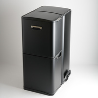 Poubelle à 3 compartiments de 60 L (16 gallons) avec couvercle à fermeture douce et seaux intérieurs amovibles pour la cuisine, le bureau