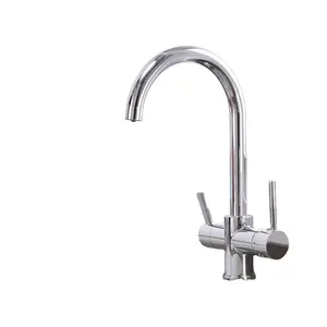 Kitchen Filtered Faucet Beige with Dots Brass Purifier Faucet Double Sprayer Drinking Water Tap Curved Sink Mixer Tap 360 Degree