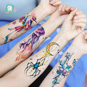 2025 derniers tatouages temporaires noirs réalistes Art corporel CMJN coloré fleur épaule cou poitrine tatouages temporaires pour femmes fille - Product Image 4