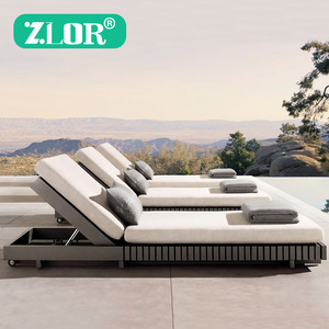Chaise longue <span class=keywords><strong>de</strong></span> jardin en aluminium, design moderne, pliable, mobilier <span class=keywords><strong>de</strong></span> patio extérieur avec coussins - Product Image 1