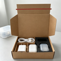 Boîte d'expédition en carton ondulé Kraft avec poignée, bande de déchirement facile, fermeture auto-adhésive, emballage express, carton personnalisé avec logo