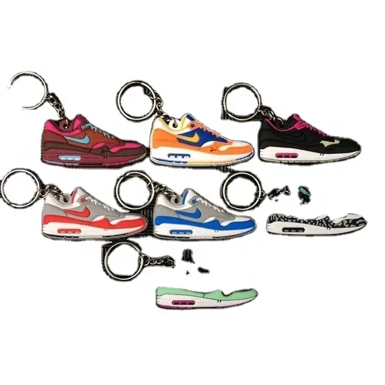 Fashion promotion 3D 2D custom soft emboss shape sneaker shoe rubber promotional keychain gift