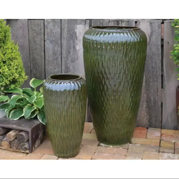 Maceta de cerámica larga para jardinería, vintage, grande, alta, venta al por mayor