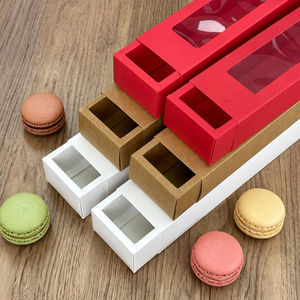 Macaron Packaging Box With Transparent Window, Kraft Paper Cookie, Candy And Dessert Baking Gift Box